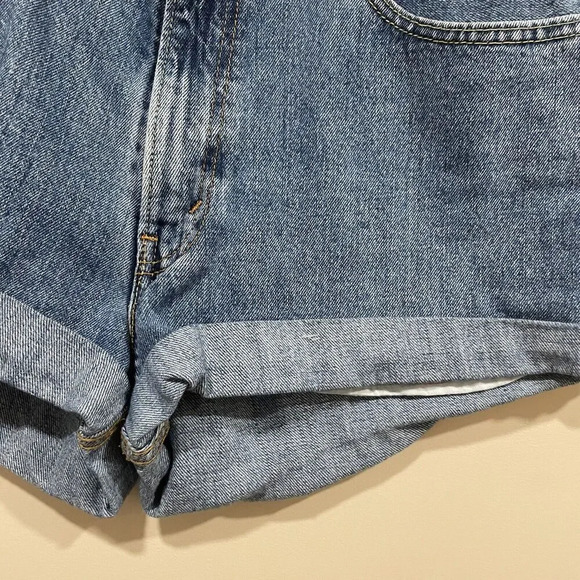 Levis 550 Cut Off Jean Denim Shorts Size 34 Womens Y2k Roll Up Blue Zip Up - Picture 2 of 13
